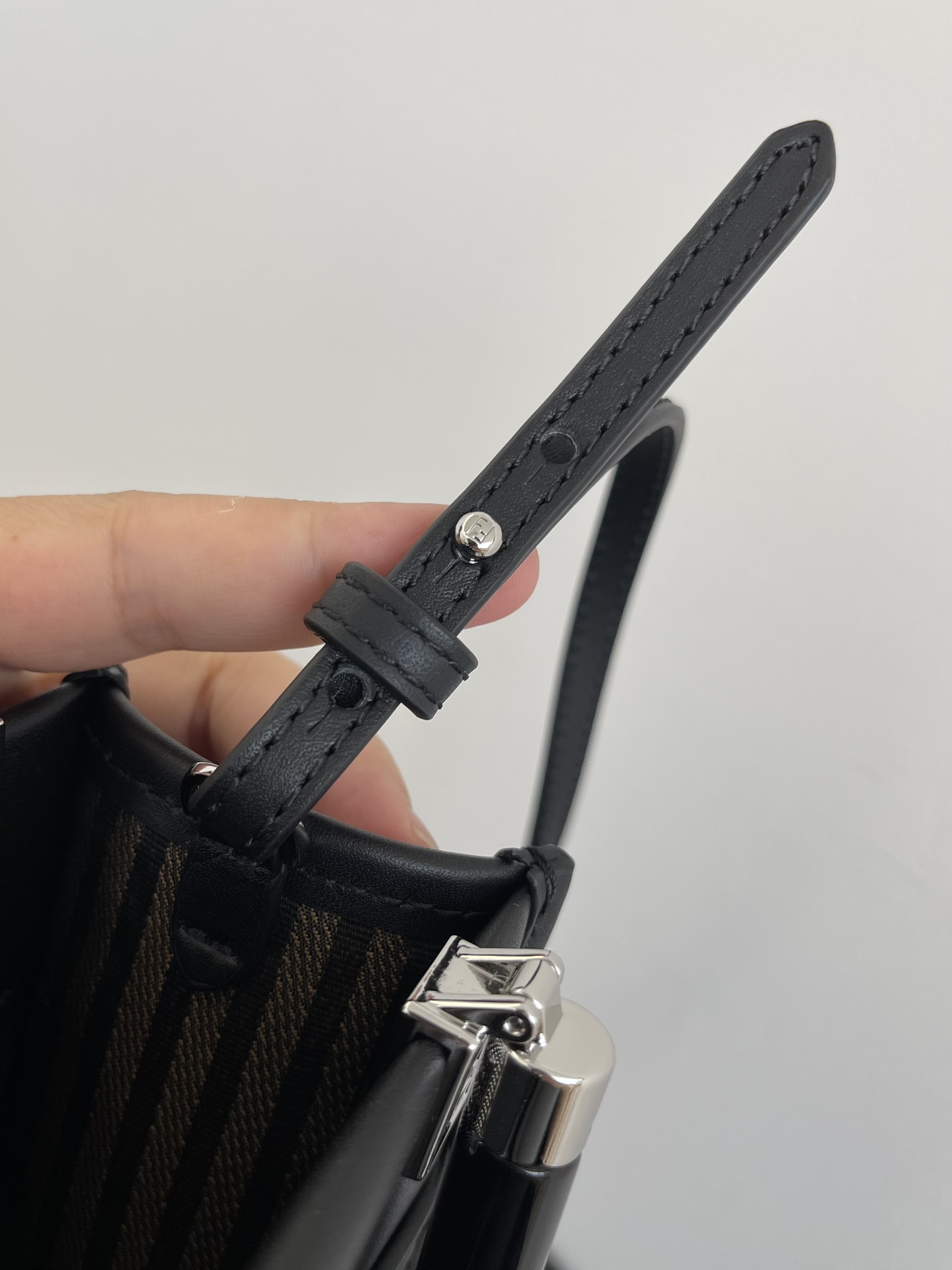 Fendi Mini Sunshine Shopper Black Leather Bag